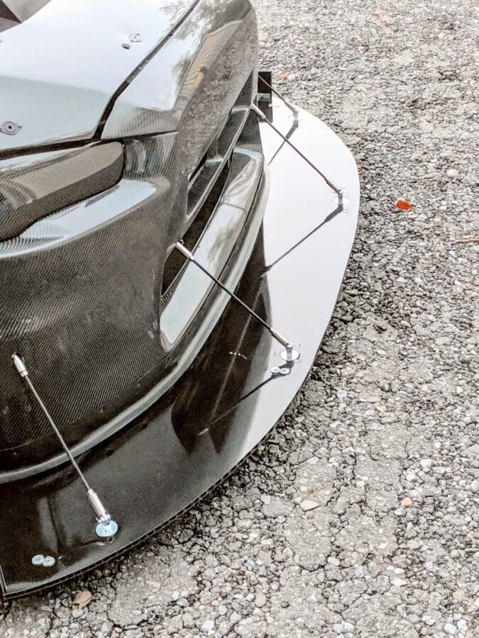 Mitsubishi Evo X with Professional Awesome Racing Splitter Support Rods and Fender Vents-3