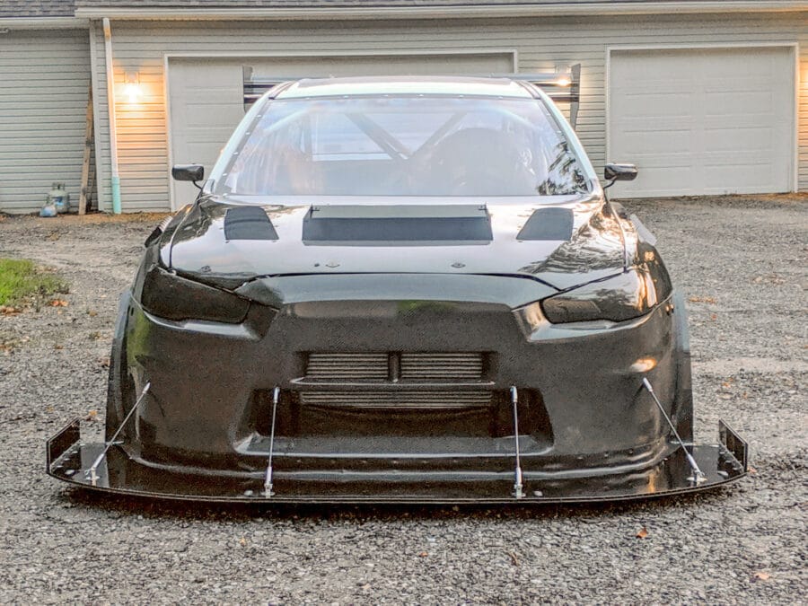 Mitsubishi Evo X with Professional Awesome Racing Splitter Support Rods and Fender Vents-6