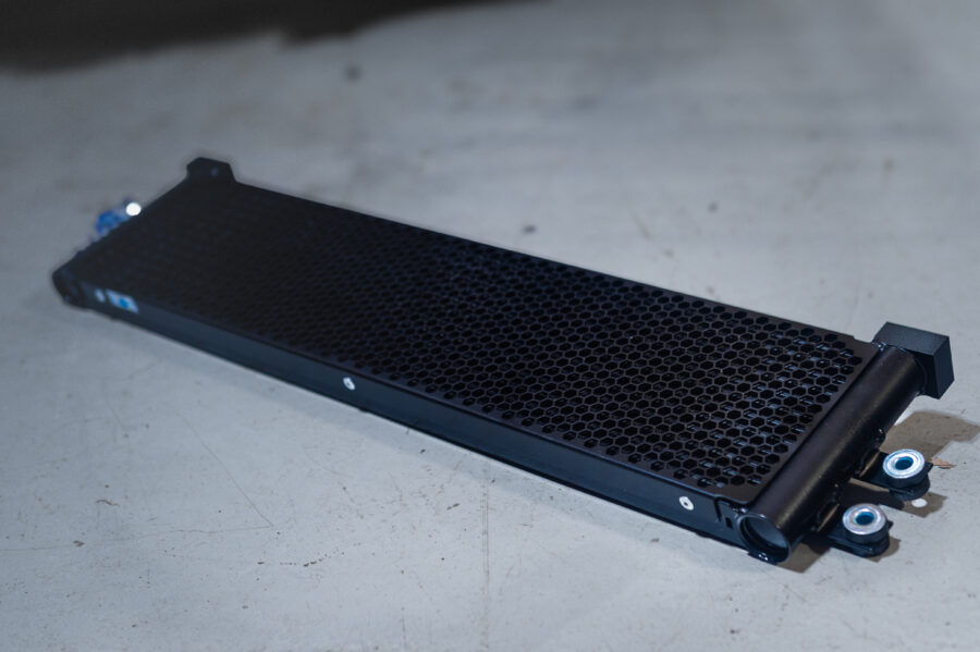 CSF oil cooler installed on BMW F82 M4 replacing OEM unit