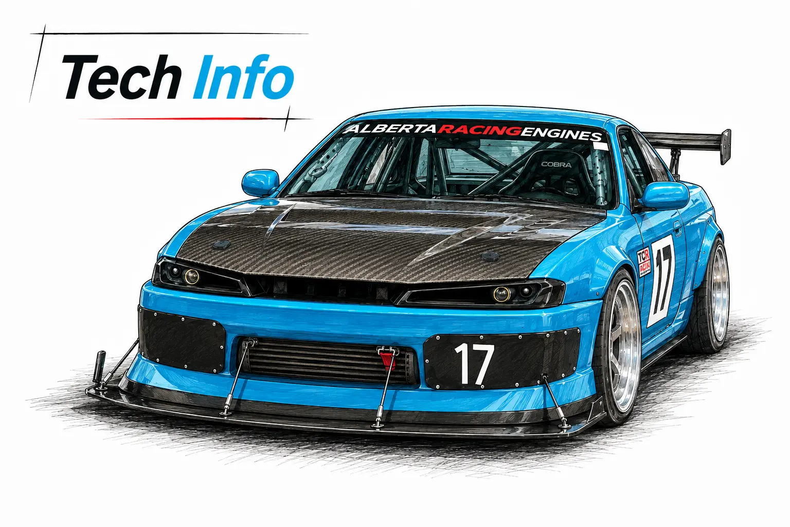 Illustration of a Professional Awesome Nissan 240SX S14 race car on track
