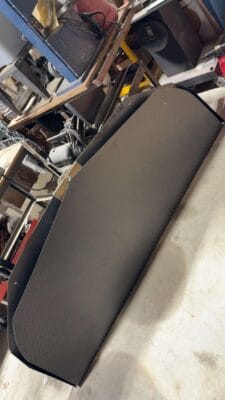 Homemade carbon front splitter panel for Justin Crews’ 2000 Chevrolet Corvette C5 before mounting hardware was installed