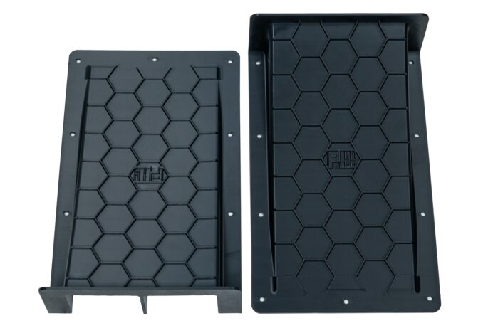Professional Awesome 3D printed splitter diffuser pair showing top and bottom surfaces